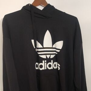Adidas Men's Black Hoodie with White Logo